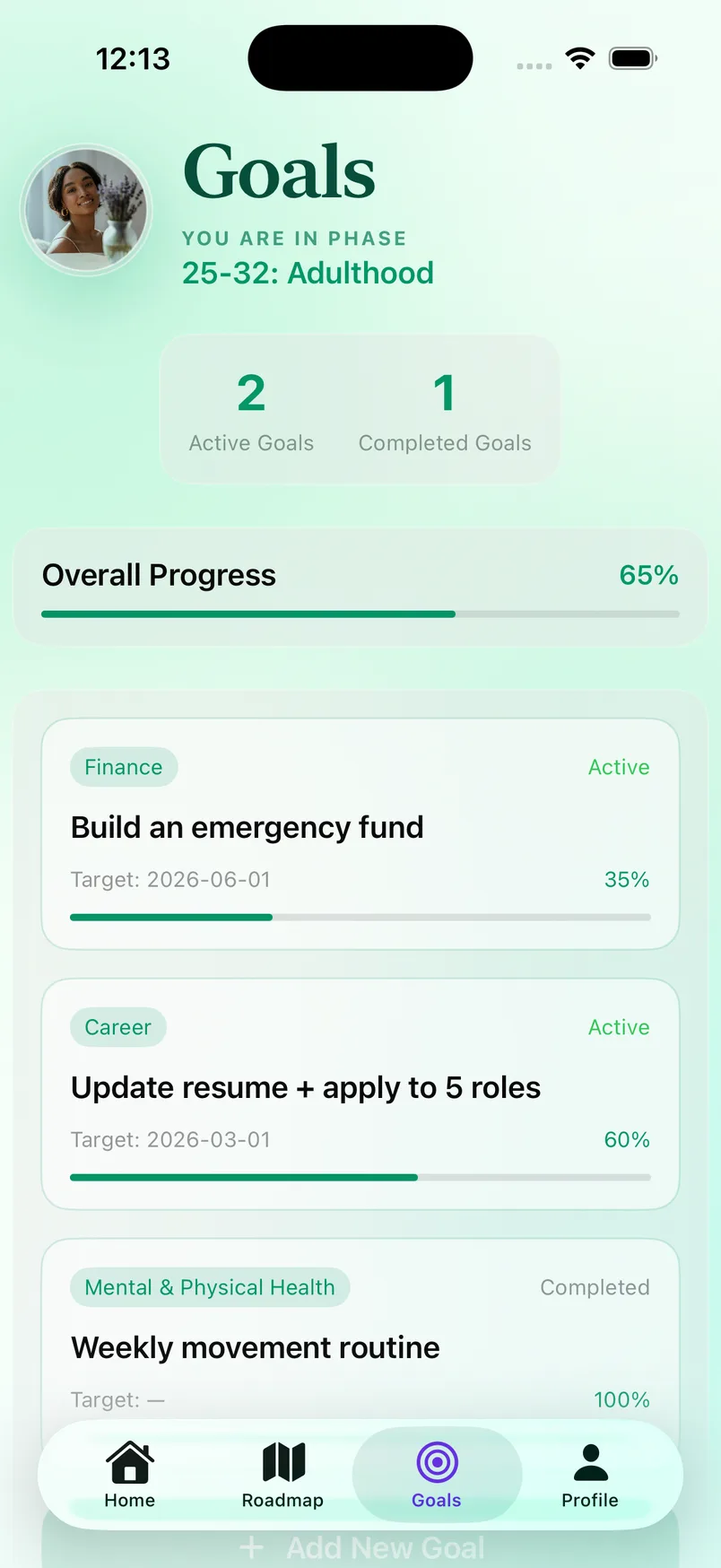 Goals — progress tracker