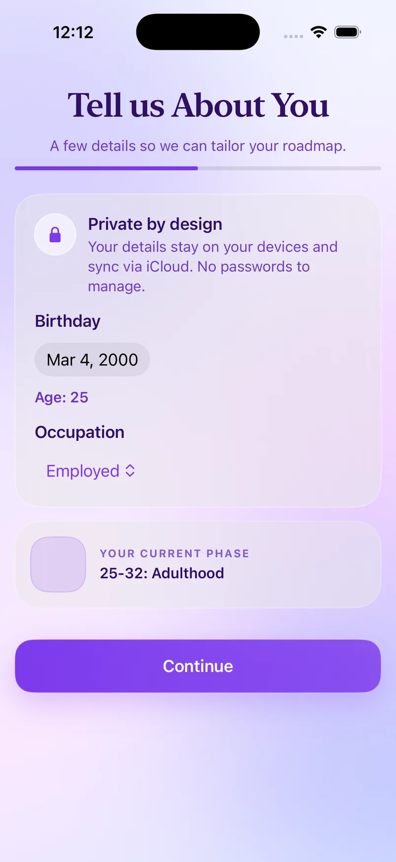 Onboarding — about you